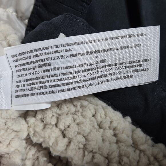 Abercrombie Fitch Womens M Navy Parka Coat Faux Fur Hood Sherpa Lined Jacket - Picture 10 of 12